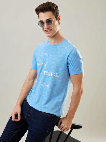 Ocean Spirit Sky Blue Printed T-Shirt Tim Paris