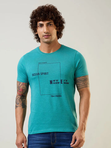 Lagoon Blue AOP Print T-Shirt Tim Paris