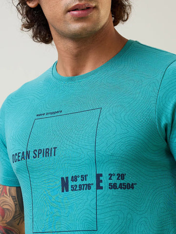 Lagoon Blue AOP Print T-Shirt Tim Paris