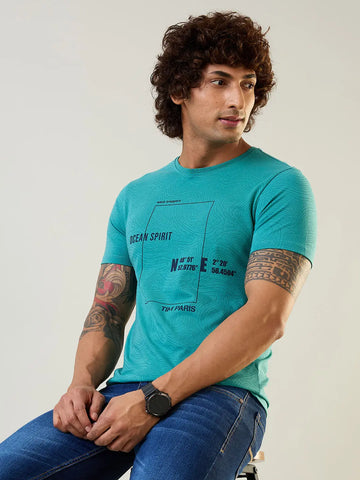 Lagoon Blue AOP Print T-Shirt Tim Paris