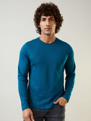 Teal Solid Full Sleeve T-Shirt