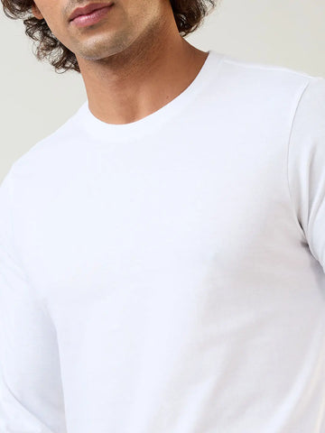 White Solid Full Sleeve T-Shirt Tim Paris