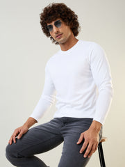 White Solid Full Sleeve T-Shirt