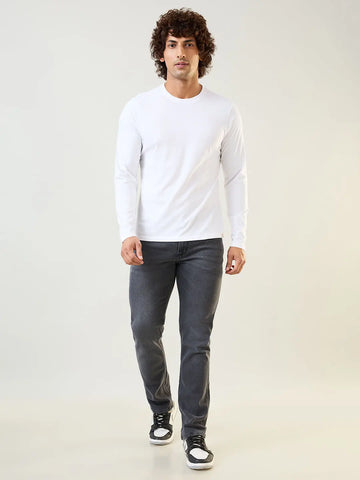 White Solid Full Sleeve T-Shirt Tim Paris