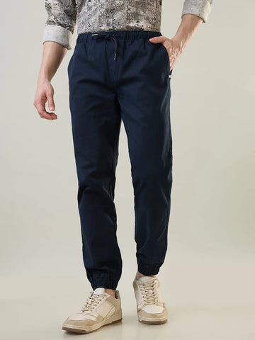 Navy Blue Regular Fit Joggers Tim Paris