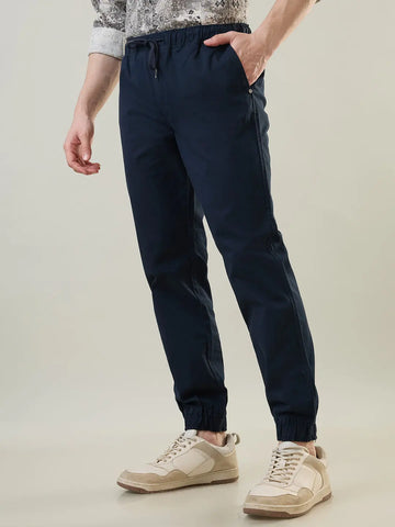 Navy Blue Regular Fit Joggers Tim Paris