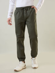 Men'S Olive Green  Regular Fit Jogger