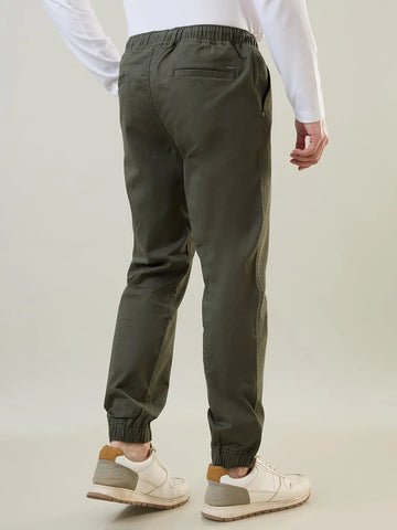 Men'S Olive Green  Regular Fit Jogger Tim Paris