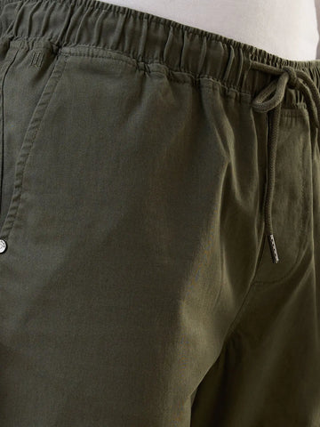 Men'S Olive Green  Regular Fit Jogger Tim Paris
