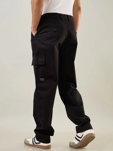 Black Relaxed Fit Cargo Pants Tim Paris