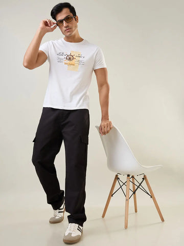 Black Relaxed Fit Cargo Pants Tim Paris