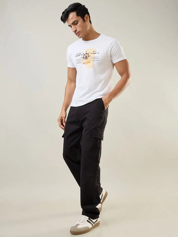 Black Relaxed Fit Cargo Pants Tim Paris