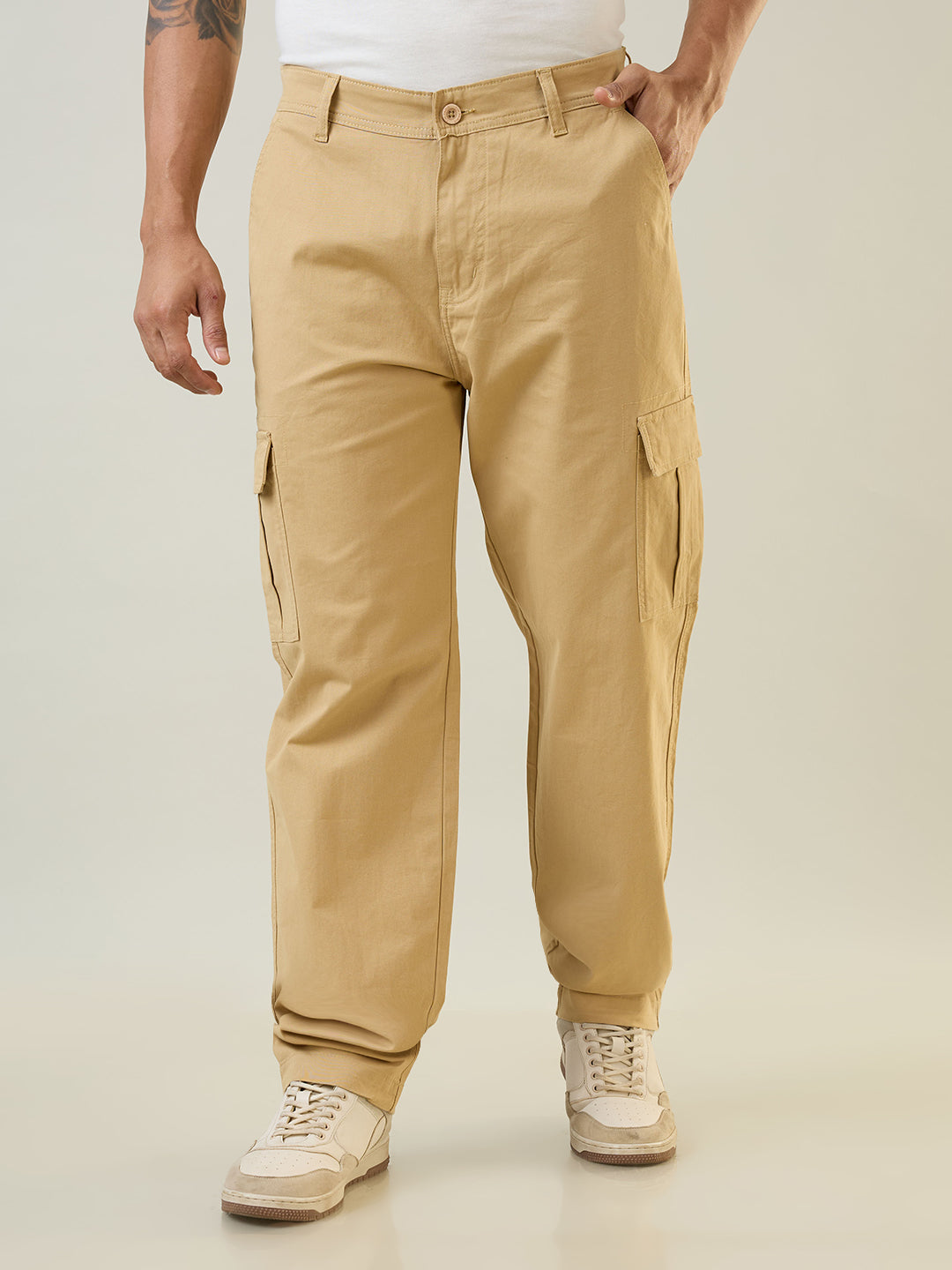 Khaki Relaxed Fit Cargo Pants