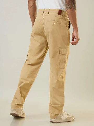 Khaki Relaxed Fit Cargo Pants Tim Paris