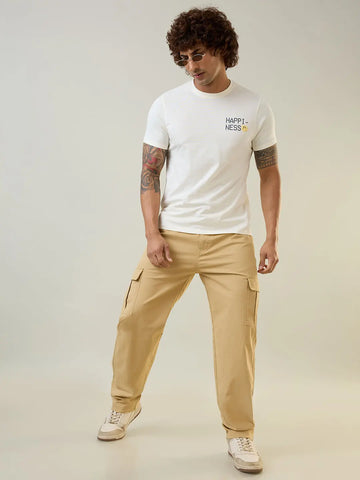 Khaki Relaxed Fit Cargo Pants Tim Paris