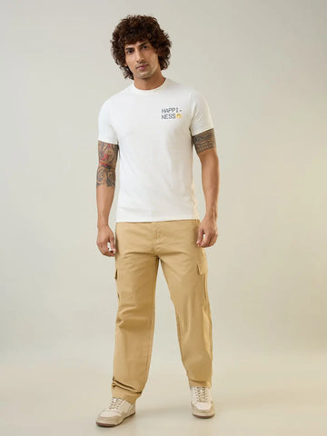 Khaki Relaxed Fit Cargo Pants Tim Paris