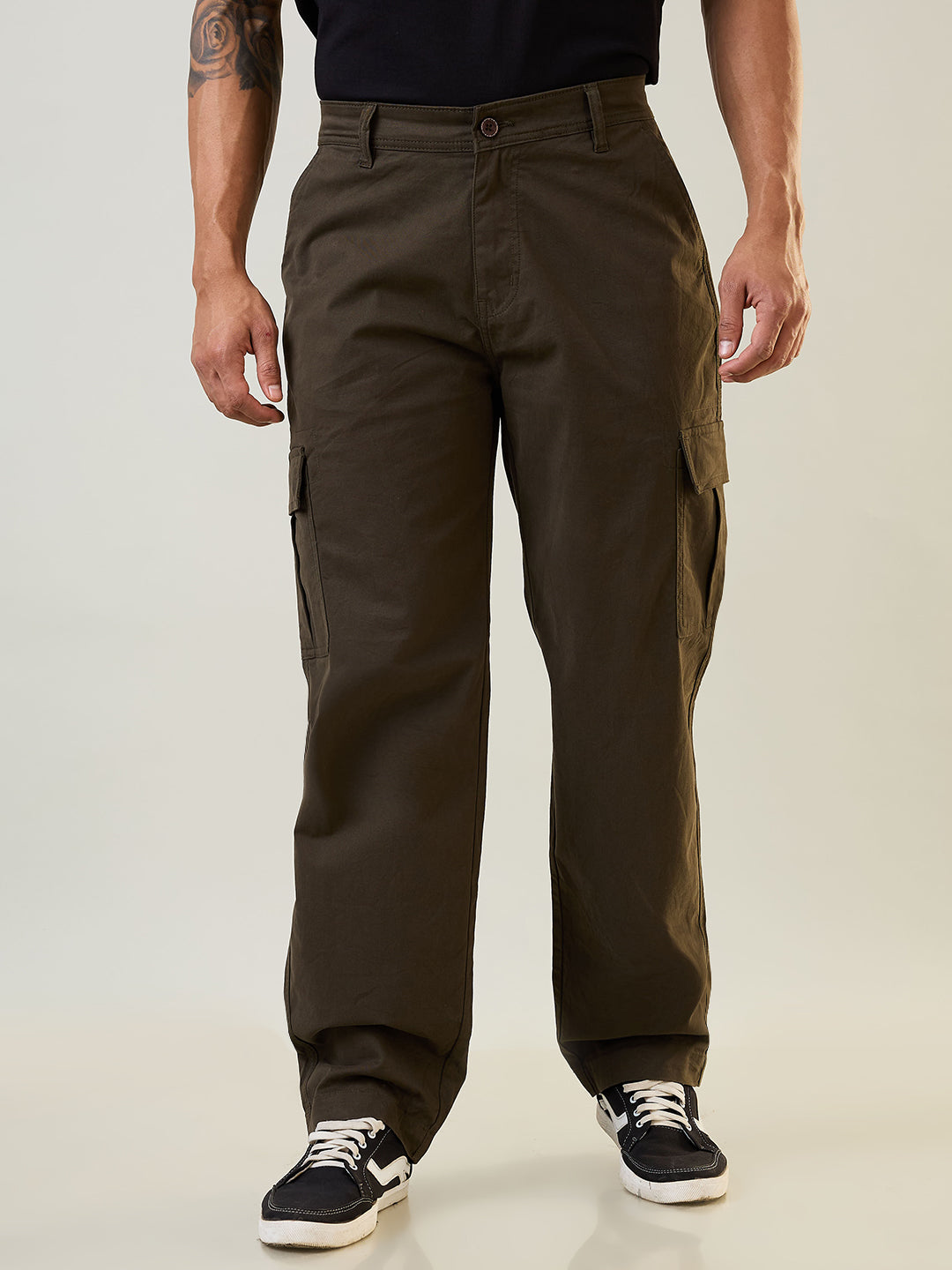Olive Green Relaxed Fit Cargo Pants