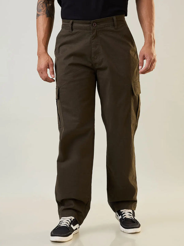 Olive Green Relaxed Fit Cargo Pants Tim Paris