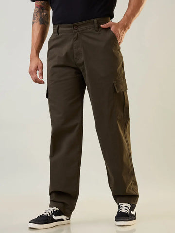 Olive Green Relaxed Fit Cargo Pants Tim Paris