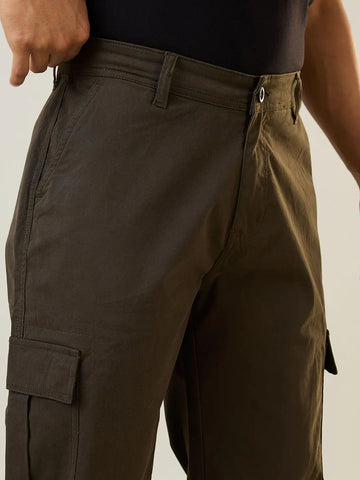 Olive Green Relaxed Fit Cargo Pants Tim Paris