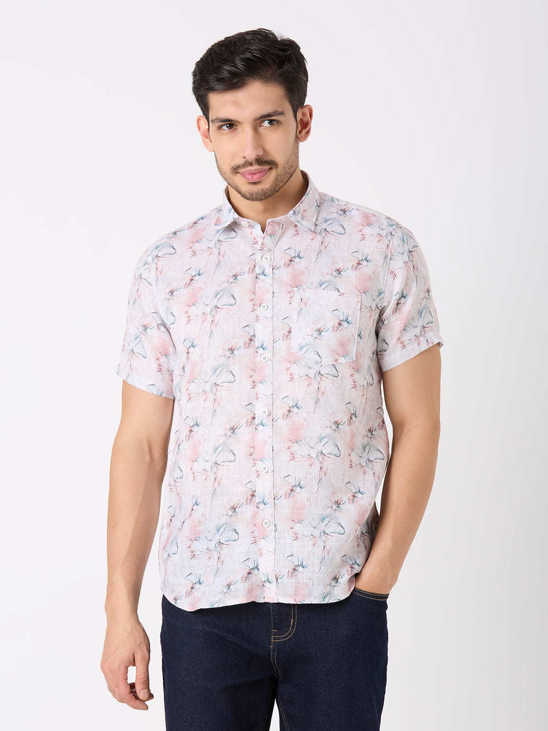 Lavender Printed Regular Fit Shirt
