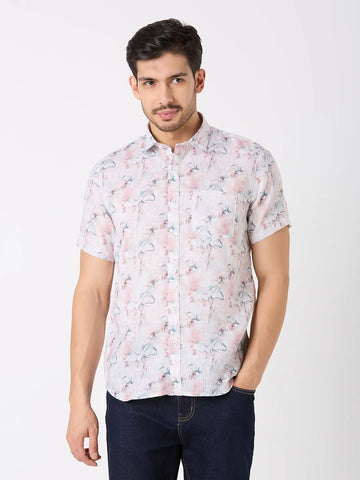 Lavender Printed Regular Fit Shirt TIM PARIS