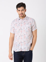 Lavender Printed Regular Fit Shirt