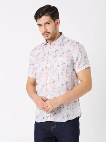 Lavender Printed Regular Fit Shirt TIM PARIS