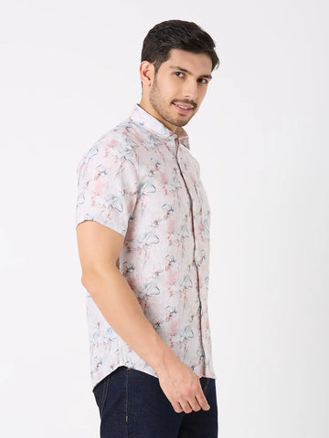 Lavender Printed Regular Fit Shirt TIM PARIS