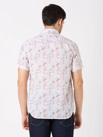 Lavender Printed Regular Fit Shirt TIM PARIS