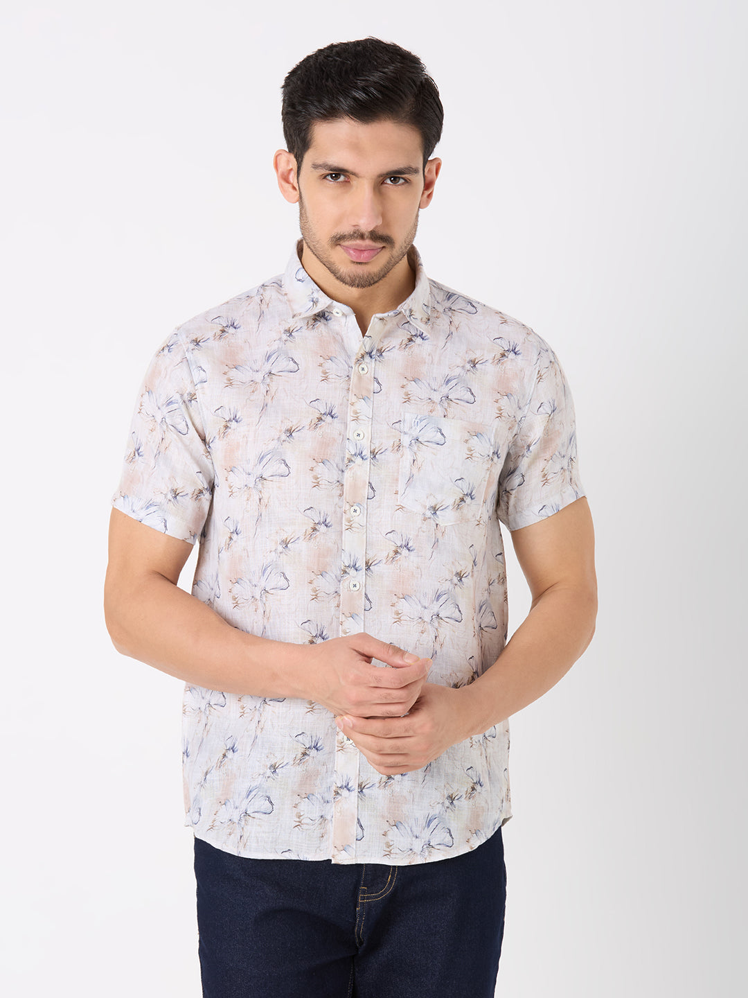 Mint Printed Regular Fit Shirt