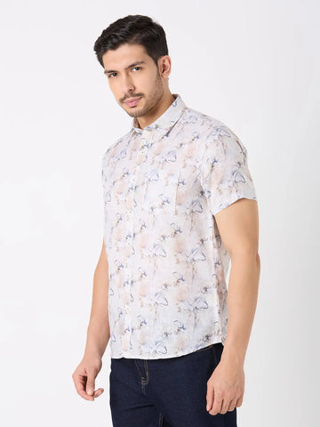 Mint Printed Regular Fit Shirt TIM PARIS