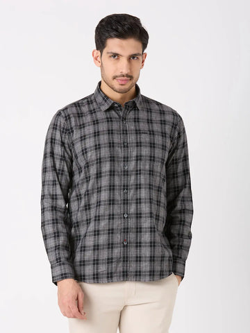 Black Checkered Regular Fit Shirt TIM PARIS
