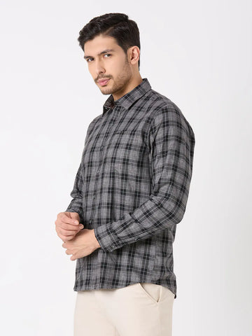 Black Checkered Regular Fit Shirt TIM PARIS