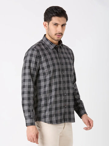 Black Checkered Regular Fit Shirt TIM PARIS