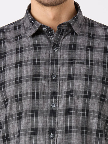 Black Checkered Regular Fit Shirt TIM PARIS