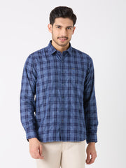 Indigo Checkered Regular Fit Shirt