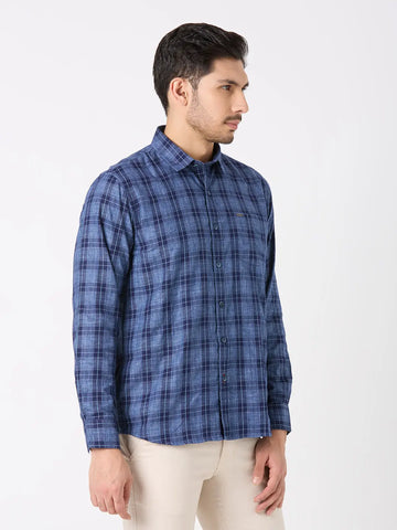 Indigo Checkered Regular Fit Shirt TIM PARIS