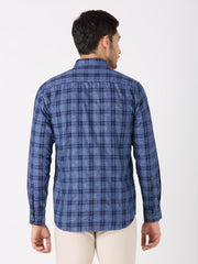 Indigo Checkered Regular Fit Shirt