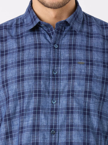 Indigo Checkered Regular Fit Shirt TIM PARIS