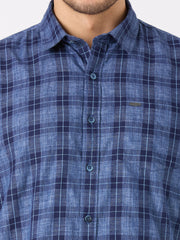 Indigo Checkered Regular Fit Shirt