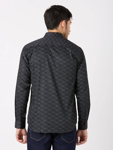 Black Printed Regular Fit Shirt TIM PARIS