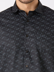 Black Printed Regular Fit Shirt