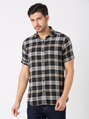 Black Checkered Regular Fit Shirt