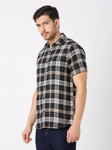 Black Checkered Regular Fit Shirt TIM PARIS