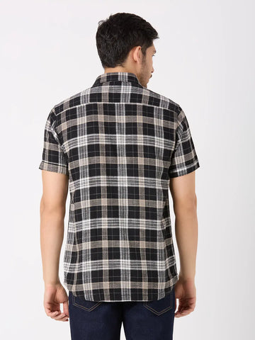 Black Checkered Regular Fit Shirt TIM PARIS