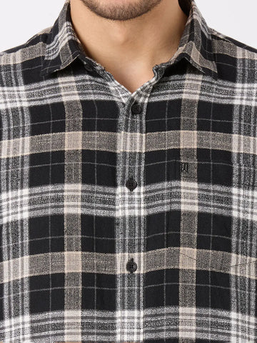Black Checkered Regular Fit Shirt TIM PARIS