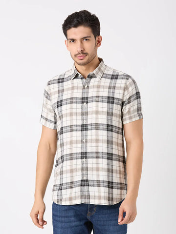White Checkered Regular Fit Shirt TIM PARIS