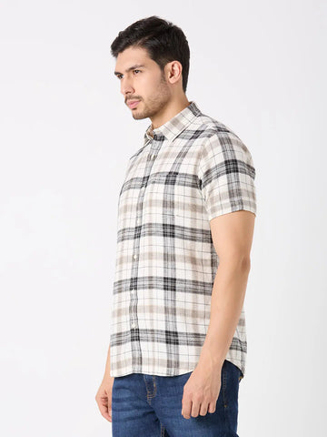 White Checkered Regular Fit Shirt TIM PARIS