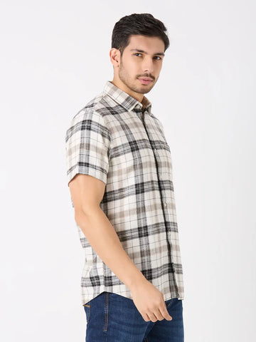 White Checkered Regular Fit Shirt TIM PARIS